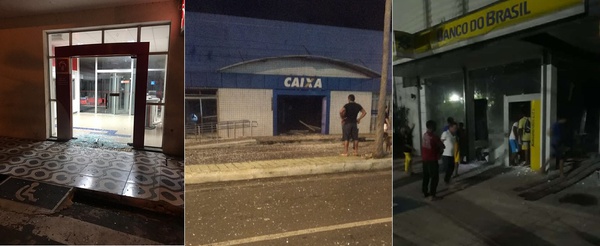 Bandidos atacaram as agências do Bradesco, da Caixa Econômica e do Banco do Brasil em Campo Maior