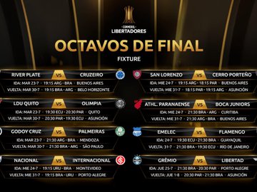 Conmebol divulga datas e horários dos jogos das oitavas da Libertadores
