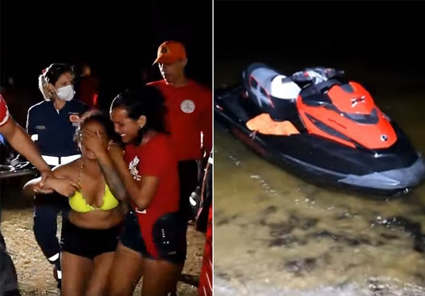 Amiga em desespero ao saber do sumiço de Maria Luiza; condutor do jet ski - que também era amigo das jovens - fugiu do local