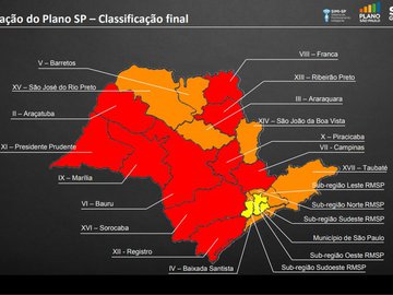 Mapa do Plano São Paulo para fases da quarentena na atualização desta sexta-feira (3 de julho)