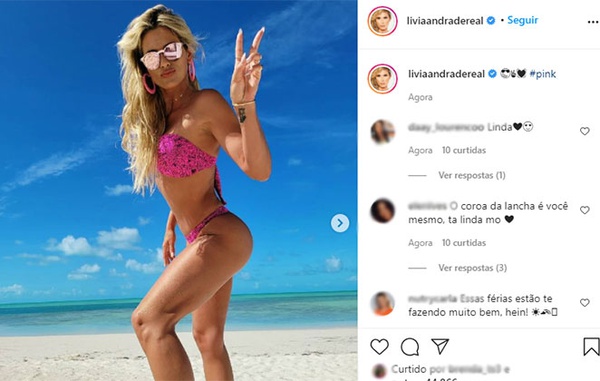 Lívia Andrade exibe pernões torneados em tarde de sol