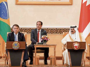 Encontro entre Bolsonaro e o Rei do Bahrein, Hamad bin Isa Al Khalifa. “Temos tudo para somar”, disse o brasileiro.
