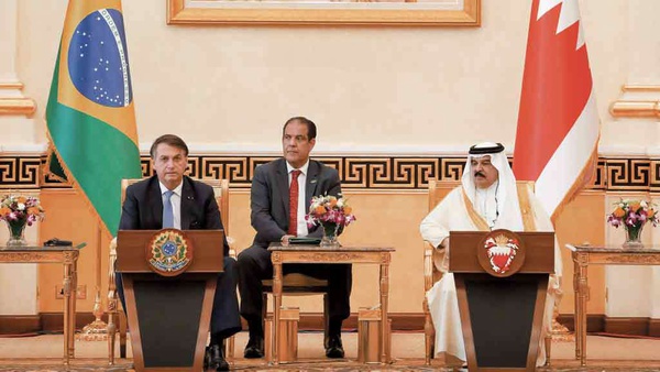 Encontro entre Bolsonaro e o Rei do Bahrein, Hamad bin Isa Al Khalifa. “Temos tudo para somar”, disse o brasileiro.