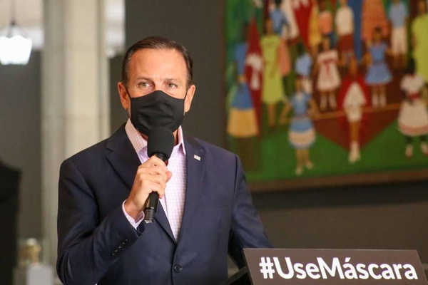 O governador de São Paulo, João Doria (PSDB), em entrevista coletiva no Palácio dos Bandeirantes.