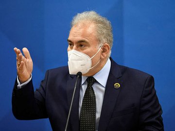 Ministro da Saúde, Marcelo Queiroga, durante entrevista coletiva em Brasília