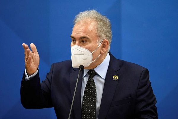 Ministro da Saúde, Marcelo Queiroga, durante entrevista coletiva em Brasília