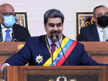 Presidente venezuelano, Nicolás Maduro, durante prestação de contas do Executivo ao Parlamento, em 15 de janeiro