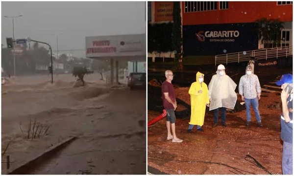 Principal avenida de Uberlândia foi tomada pela água: autoridades consertam danos, como asfalto arrancado
