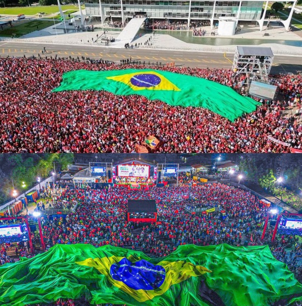 (Foto 01) Posse presidencial; (Foto 02) Comício em Teresina