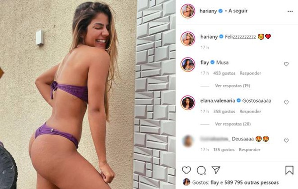 Hariany exibe corpão sem Photoshop e deixa web babando