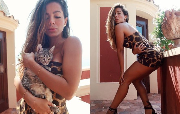 Anitta posa com gato usando look de grife italiana