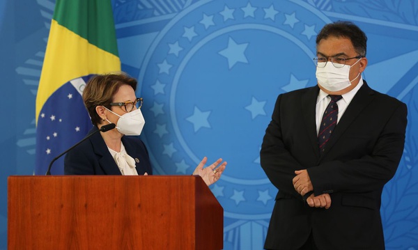 Ministra da Agricultura, Teresa Cristina, fala à imprensa, após reunião do Grupo de Trabalho Interministerial para elaboração do Plano Nacional de Fertilizantes