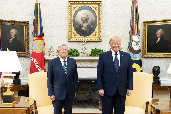 López Obrador com Trump, em encontro na Casa Branca em julho de 2020: minimização da gravidade da covid-19 no México