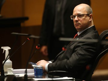 O governador afastado Wilson Witzel (PSC) no plenário do Tribunal de Justiça do Rio de Janeiro, na manhã desta quarta-feira, 07 de abril de 2021.