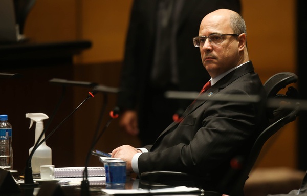 O governador afastado Wilson Witzel (PSC) no plenário do Tribunal de Justiça do Rio de Janeiro, na manhã desta quarta-feira, 07 de abril de 2021.