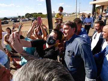 O presidente Jair Bolsonaro em evento de igrejas evangélicas em Anápolis, Goiás, nesta quarta, 9