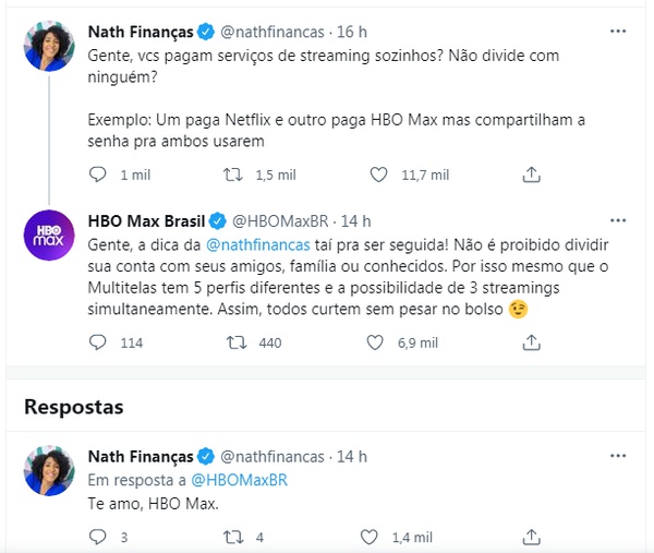 Resposta do HBO Max a influence Nath Financias