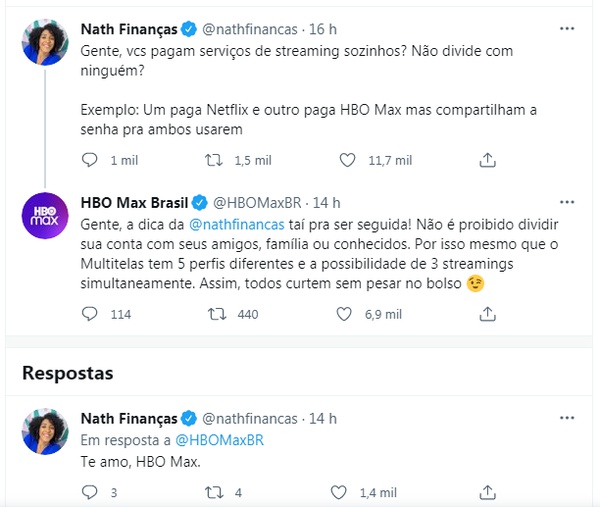 Resposta do HBO Max a influence Nath Financias