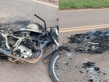 Moto pega fogo ao encostar em fio de alta tensão caído no PI